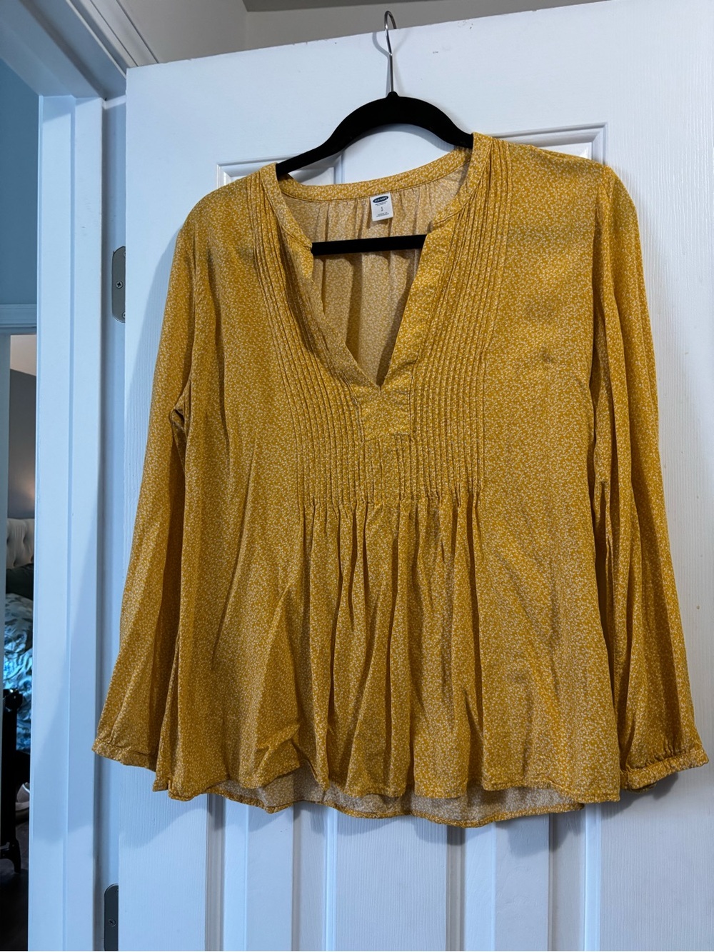 Women's Mustard Pintuck Peasant Blouse - old navy